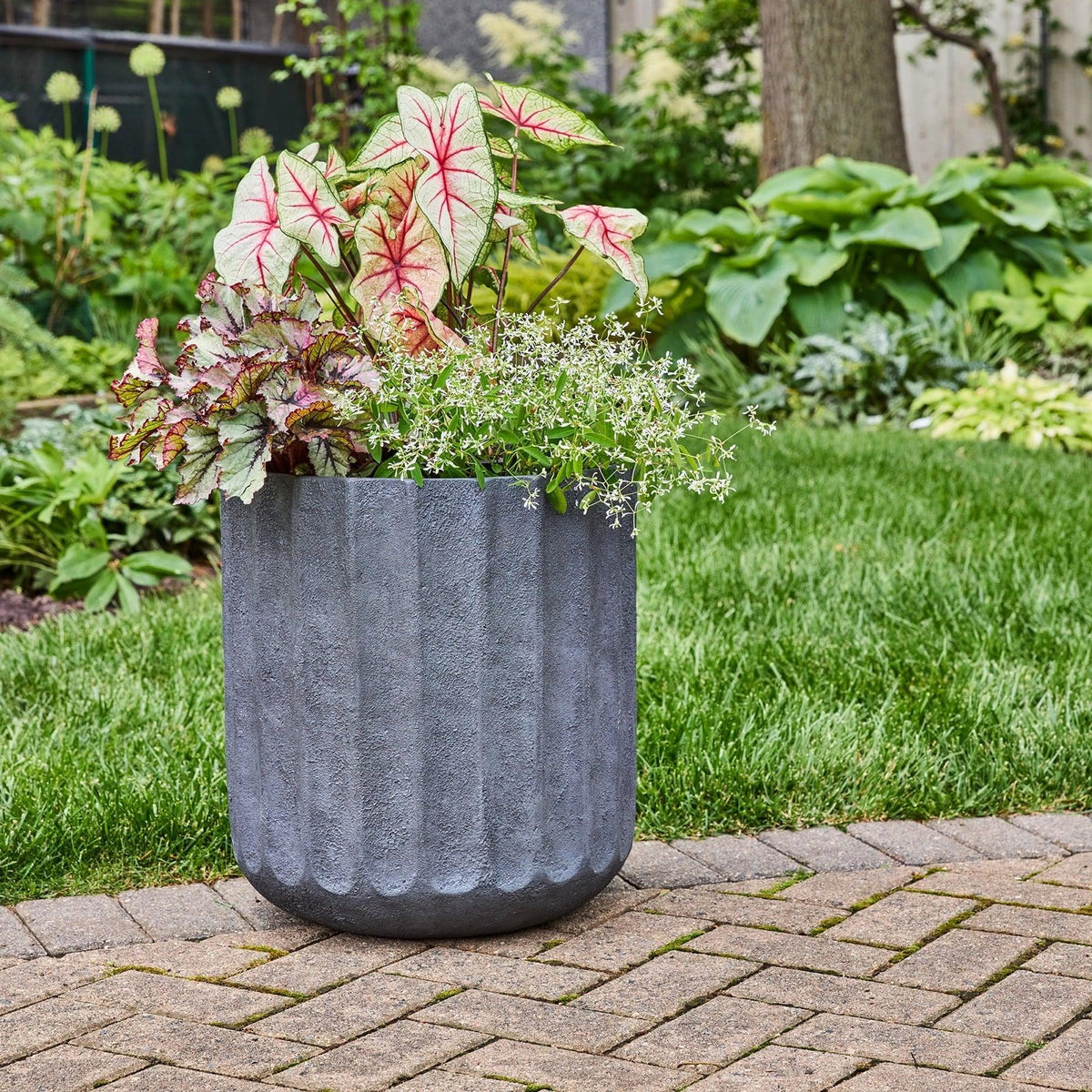 Better Homes & Gardens Adler 16 inch Resin Planter With Modern Design for Indoor Outdoor Plant