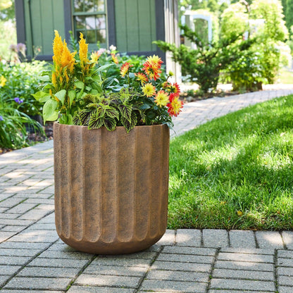 Better Homes & Gardens Adler 16 inch Resin Planter With Modern Design for Indoor Outdoor Plant