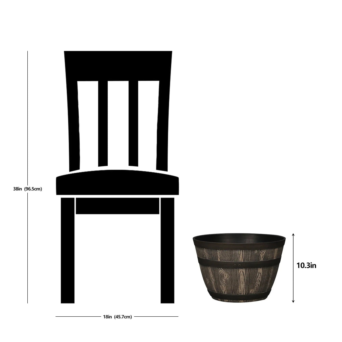 Better Homes & Gardens Whiskey Barrel Brown Resin Planter