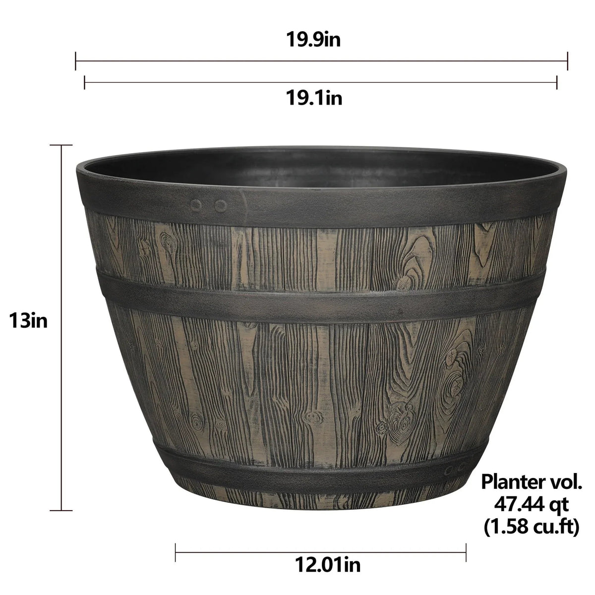 Better Homes & Gardens Whiskey Barrel Brown Resin Planter