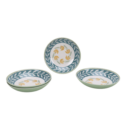 Better Homes & Gardens Floral Green Dinner Bowl Set, 4-Pack
