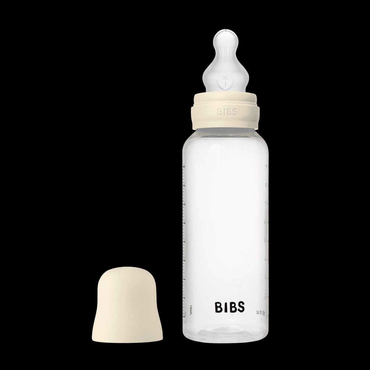 BIBS Baby Bottles with Medium Flow Silicone Nipple, Ivory, 9 oz, 2 pack