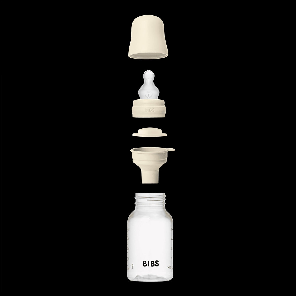 BIBS Baby Bottles with Medium Flow Silicone Nipple, Ivory, 9 oz, 2 pack