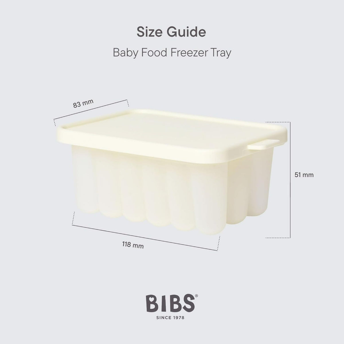 BIBS Infant Silicone Baby Food Freezer Tray, Ivory, 1 Piece