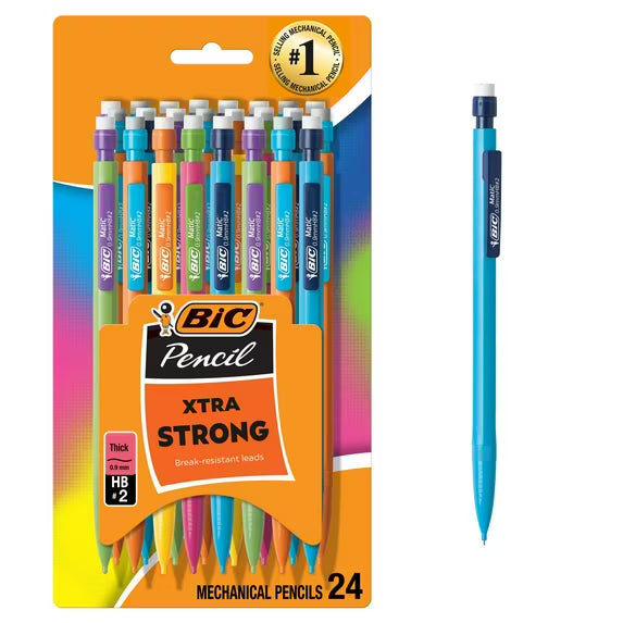 BIC Xtra Strong Mechanical Pencils, No. 2, Back to School Supplies, 0.9 mm, 24-Count