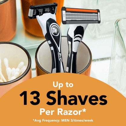 BIC Flex 5 Men's 5-Blade Refillable Manual Razors with 1 Handle and 7 Cartridges, Father's Day Gift for Men