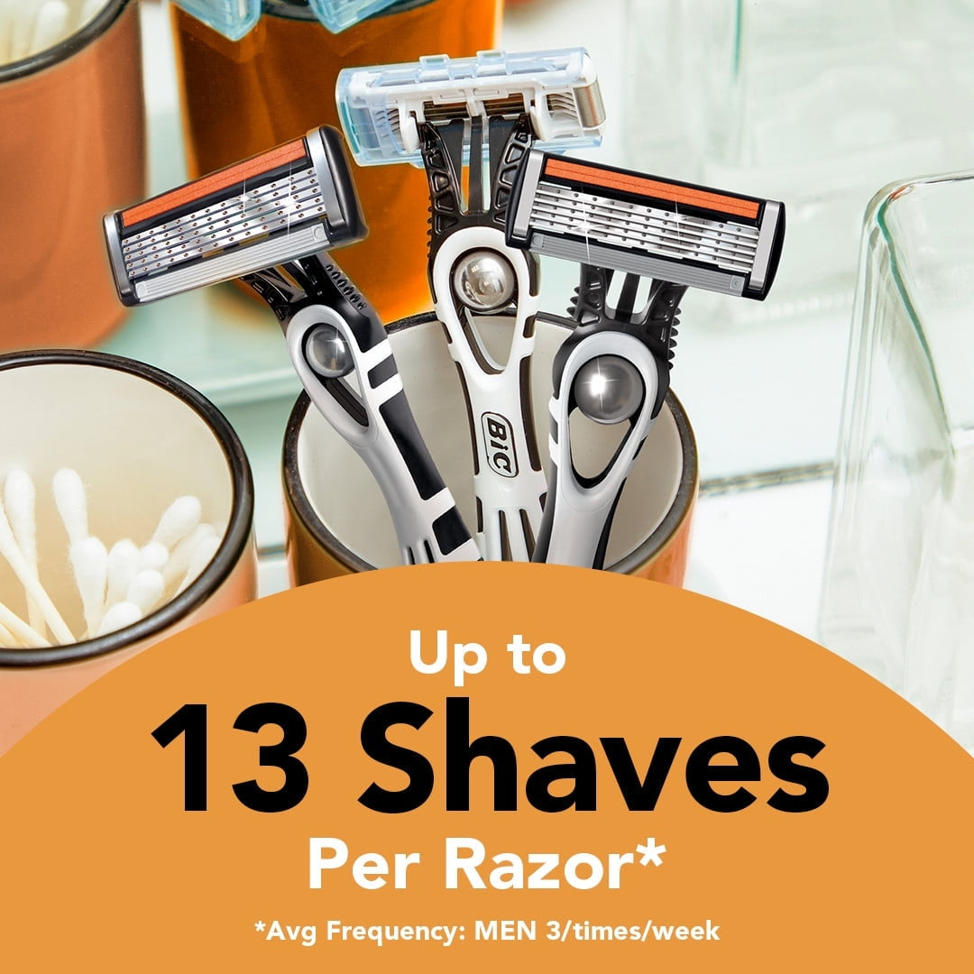 BIC Flex 5 Men's 5-Blade Disposable Manual Razors, 4 Count, Father's Day Gift Idea