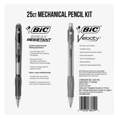 BIC Mechanical Pencil Kit, 24 Velocity + 1 Break Resistant, 0.7mm Lead, 25-count