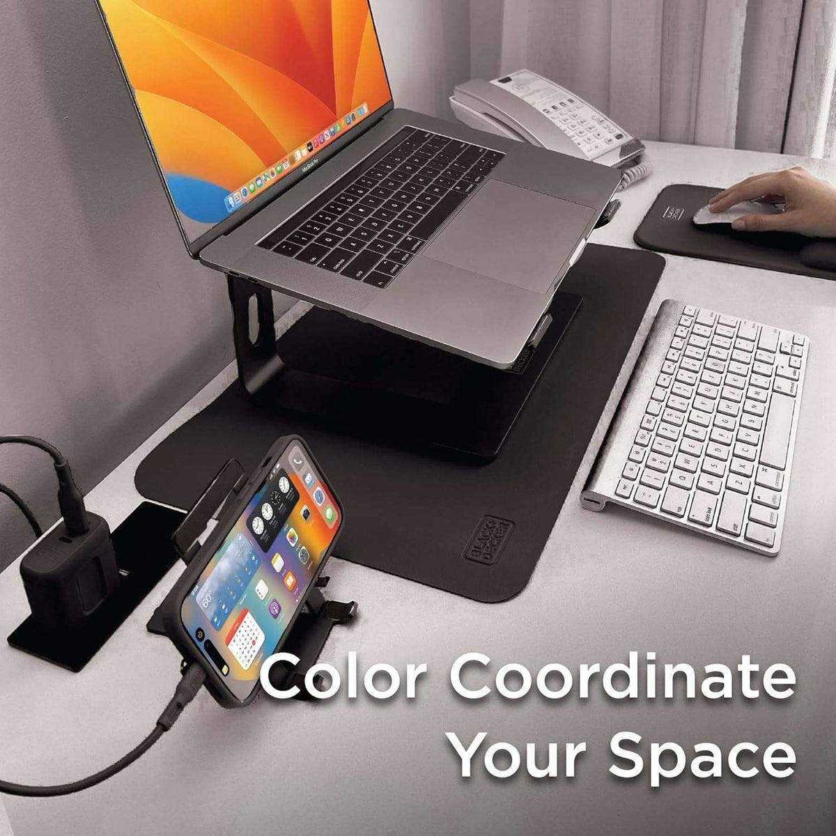 BLACK+DECKER Faux Leather Keyboard and Mouse Desk Mat, Office Desk Accessories, Protective Office Desk Decor Men, Women, Teens, Desk Pad Mat for Gaming, Work from Home, Office, Desk Organizers