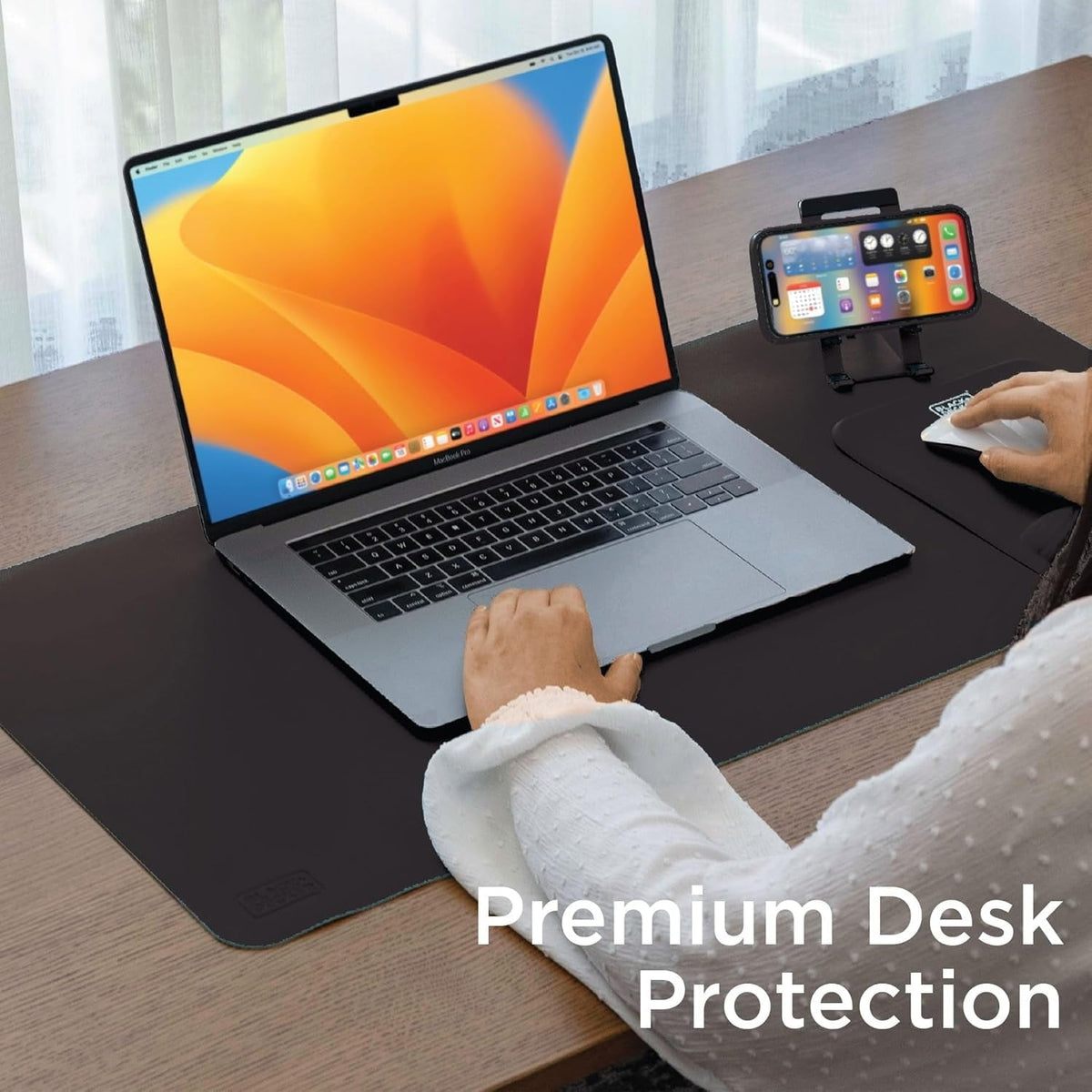 BLACK+DECKER Faux Leather Keyboard and Mouse Desk Mat, Office Desk Accessories, Protective Office Desk Decor Men, Women, Teens, Desk Pad Mat for Gaming, Work from Home, Office, Desk Organizers