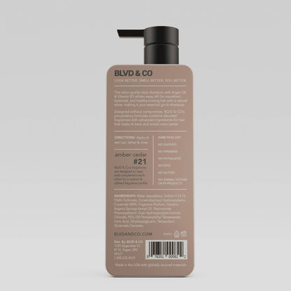 (3 PACK ) BLVD & CO Men's Daily Essential Shampoo with Argan Oil and Vitamin B3 - Sulfate-Free, Paraben-Free