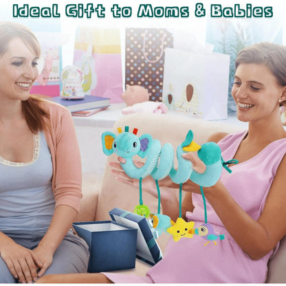 BUTOMKY Spiral Car Seat & Stroller Activity Toys for Babies 0-6 Months - Hanging Infant Toys with Rattles, Teether for Newborn Boys Girls