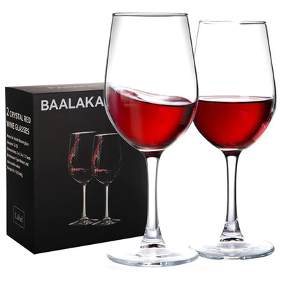 Baalaka Wine Glasses Set of 4, Hand Blown White and Red Wine Glasses, Burgundy Wine Glass, 16oz Red Wine Glasses for Women, Men, Wedding and Birthday