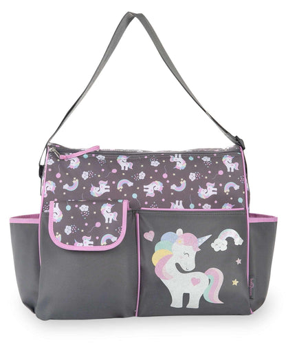 Baby Boom Happy Unicorn Duffle Unisex Diaper Bag - Gray Print, Infant, Toddler