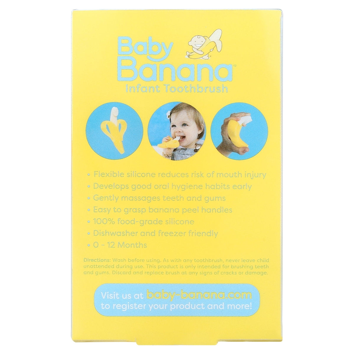 Baby Banana The Original Teether-Toothbrush, Infant to Toddler, Butter-Soft Bristles for Gums and Teeth, Bendable Food Grade Silicone, Family-Owned Business Since 2009, 11 Million+ Sold
