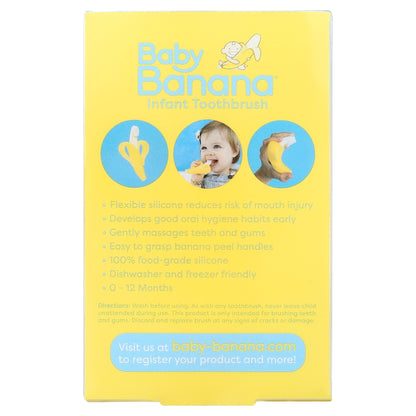 Baby Banana The Original Teether-Toothbrush, Infant to Toddler, Butter-Soft Bristles for Gums and Teeth, Bendable Food Grade Silicone, Family-Owned Business Since 2009, 11 Million+ Sold