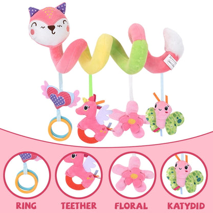 Baby Car Seat Toys, Stroller Toys, Car Seat Toys for Infants 0-6 Months, with Musical Owl Rattle Sheep Beep Ladybug Squeaker