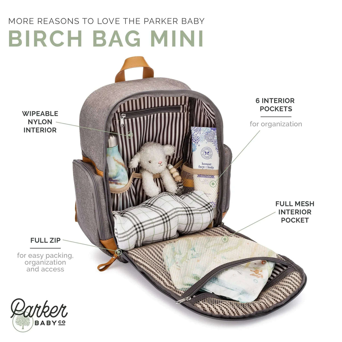 Baby Diaper Bag Backpack, Lightweight, Insulated Pockets (Gray)