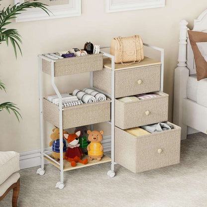 Baby Diaper Organizer and Storage Cart - 3 Tiers with Dividers and Drawers for Nursery, Bedroom, Changing Table and Crib