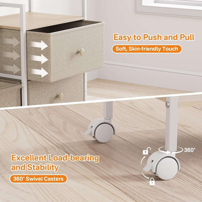 Baby Diaper Organizer and Storage Cart - 3 Tiers with Dividers and Drawers for Nursery, Bedroom, Changing Table and Crib
