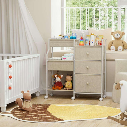 Baby Diaper Organizer and Storage Cart - 3 Tiers with Dividers and Drawers for Nursery, Bedroom, Changing Table and Crib