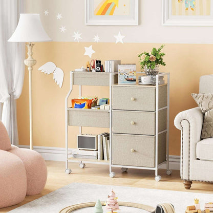 Baby Diaper Organizer and Storage Cart - 3 Tiers with Dividers and Drawers for Nursery, Bedroom, Changing Table and Crib