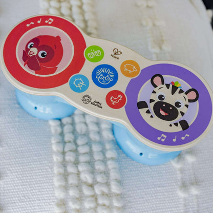 Baby Einstein & Hape Upbeat Tunes Magic Touch Wooden Drums Infant and Toddler Musical Toy, Unisex