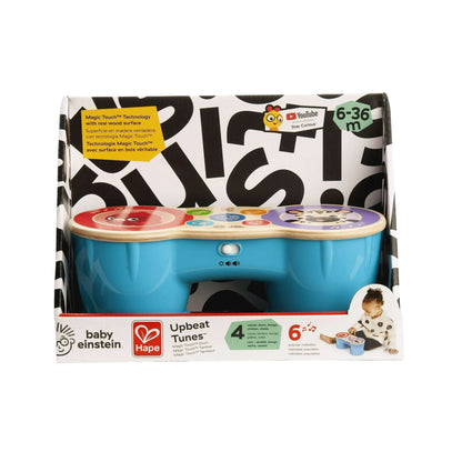 Baby Einstein & Hape Upbeat Tunes Magic Touch Wooden Drums Infant and Toddler Musical Toy, Unisex