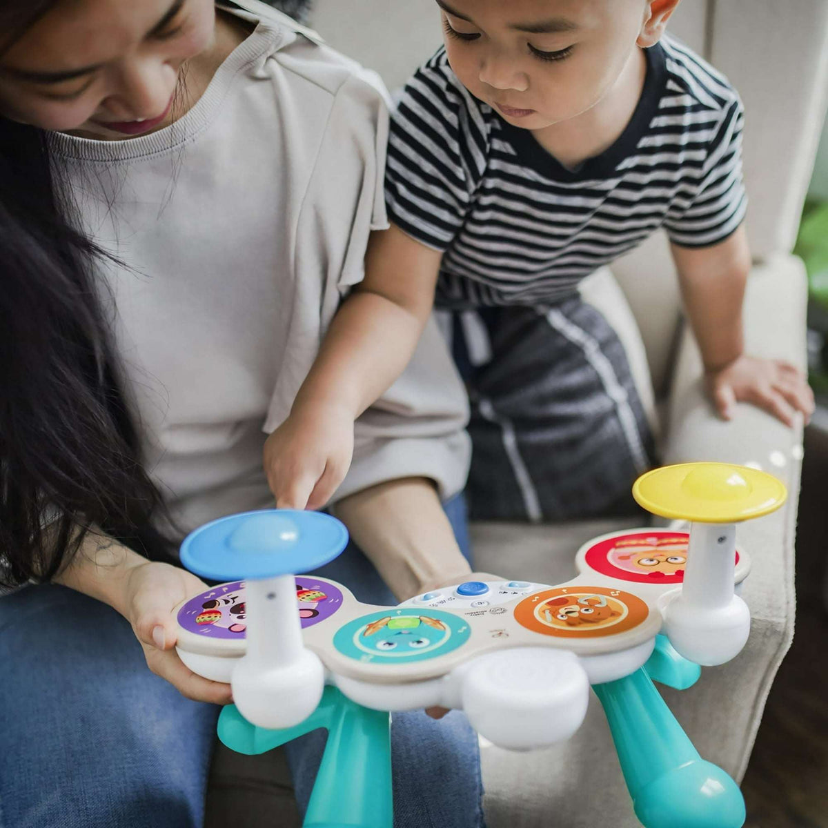 Baby Einstein Together in Tune Drums Wireless Wooden Musical Toddler Toy, Magic Touch, Unisex, Age 12 months+