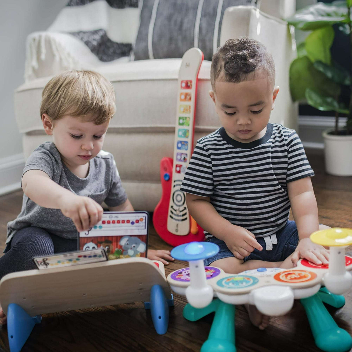 Baby Einstein Together in Tune Drums Wireless Wooden Musical Toddler Toy, Magic Touch, Unisex, Age 12 months+