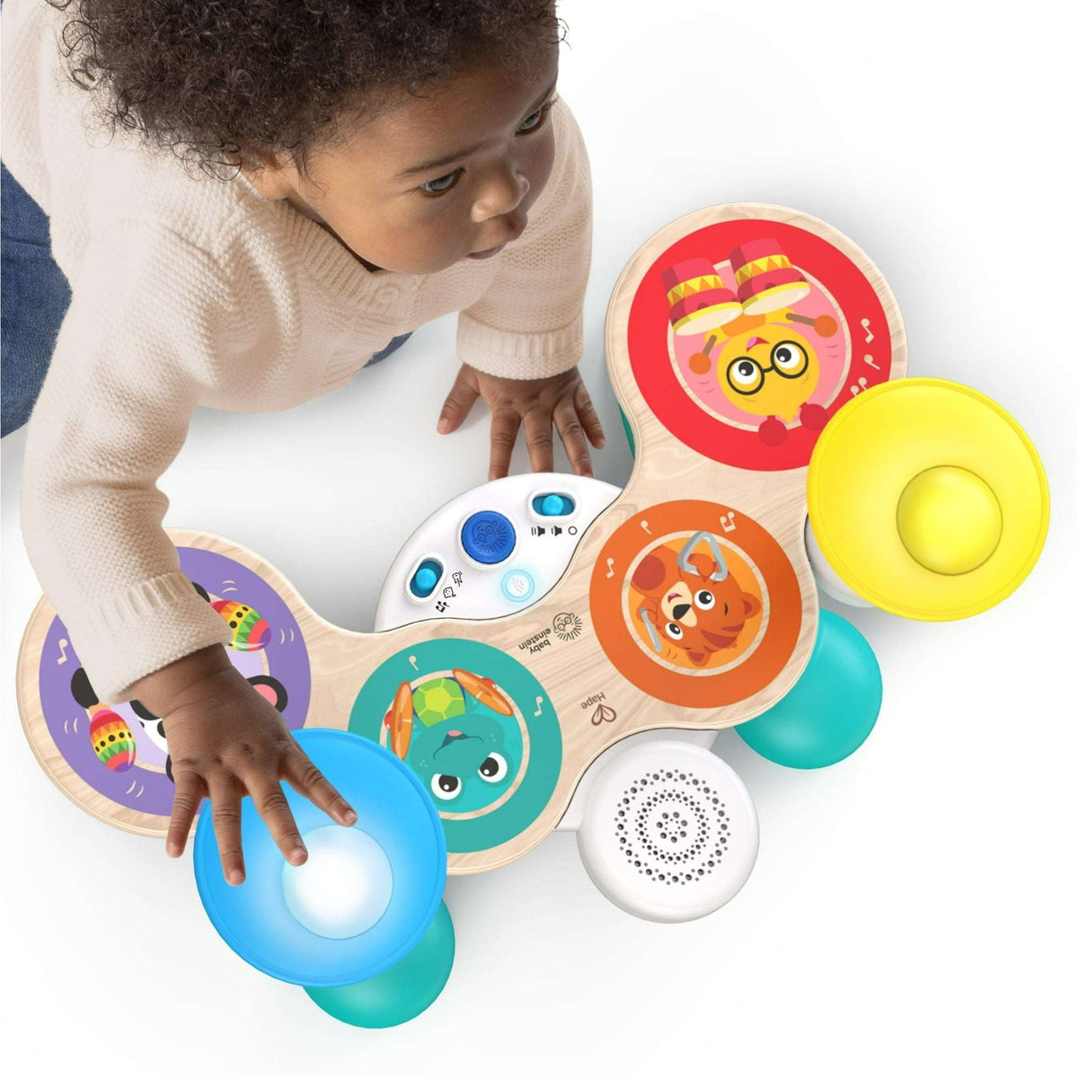 Baby Einstein Together in Tune Drums Wireless Wooden Musical Toddler Toy, Magic Touch, Unisex, Age 12 months+
