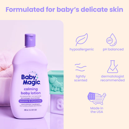 Baby Magic Calming Baby Lotion, 16.5oz, Lavender & Chamomile, Free of Parabens, Phthalates, Sulfates and Dye