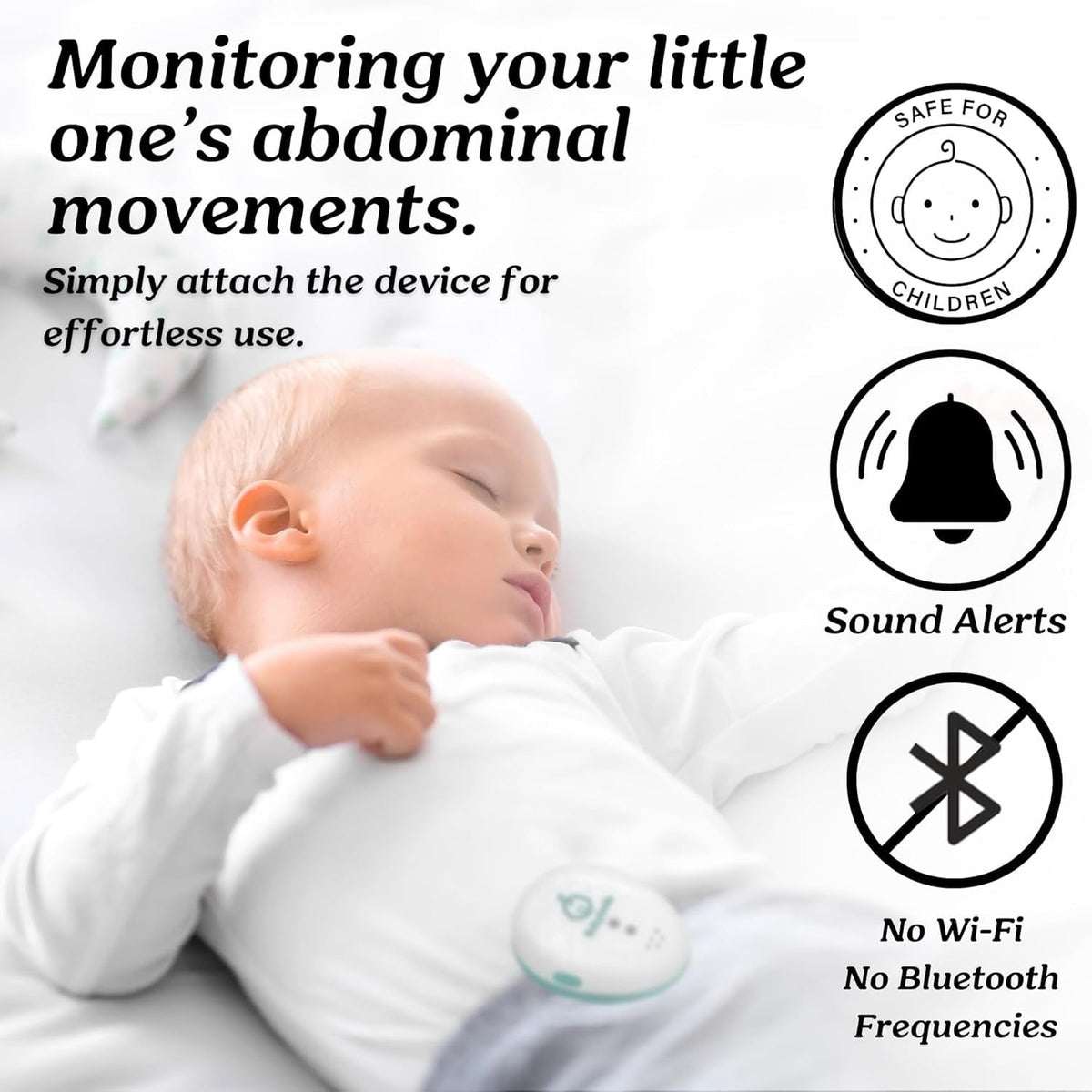 Baby Smile Baby Motion Breathing Monitor ||| Baby Abdominal Movement Monitor ||| Audible Alerts for Quick Alerts ||| Diaper Clip ||| No Bluetooth