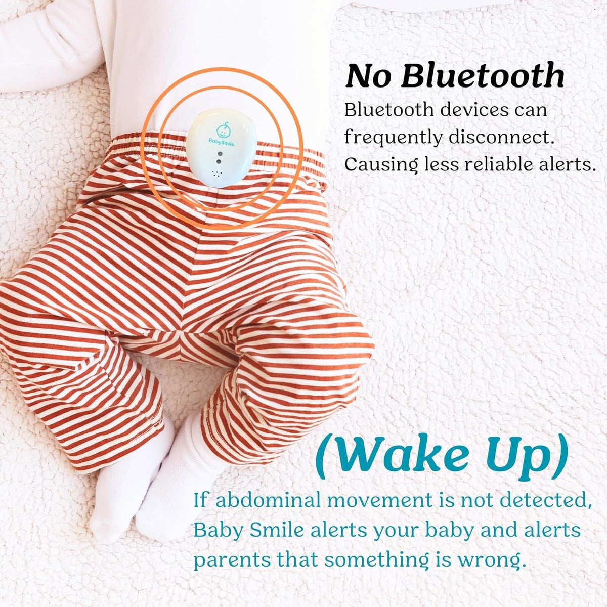 Baby Smile Baby Motion Breathing Monitor ||| Baby Abdominal Movement Monitor ||| Audible Alerts for Quick Alerts ||| Diaper Clip ||| No Bluetooth