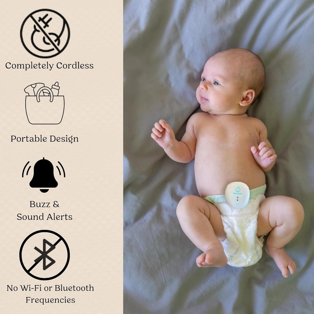 Baby Smile Baby Motion Breathing Monitor ||| Baby Abdominal Movement Monitor ||| Audible Alerts for Quick Alerts ||| Diaper Clip ||| No Bluetooth