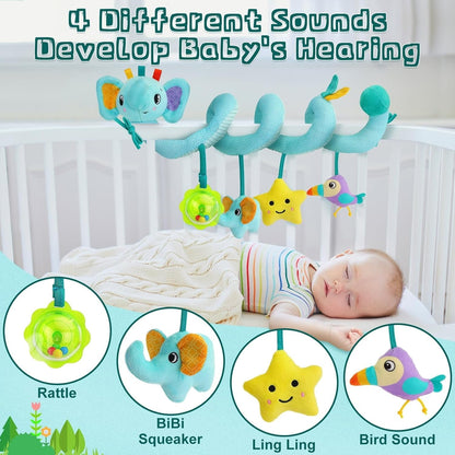 Baby Toys 3-6 Months,Toddler Car Seat Toys 3 4 5 6 Months, Stroller Toy with Teether Rattles Toys for Infant 3-6 Months Christmas Gifts