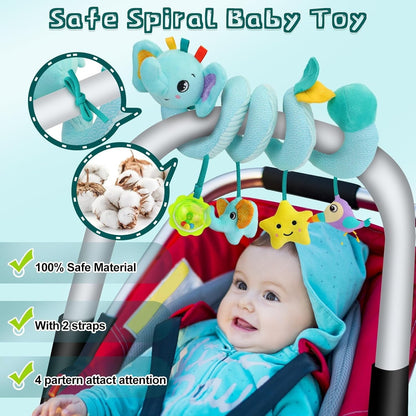 Baby Toys 3-6 Months,Toddler Car Seat Toys 3 4 5 6 Months, Stroller Toy with Teether Rattles Toys for Infant 3-6 Months Christmas Gifts