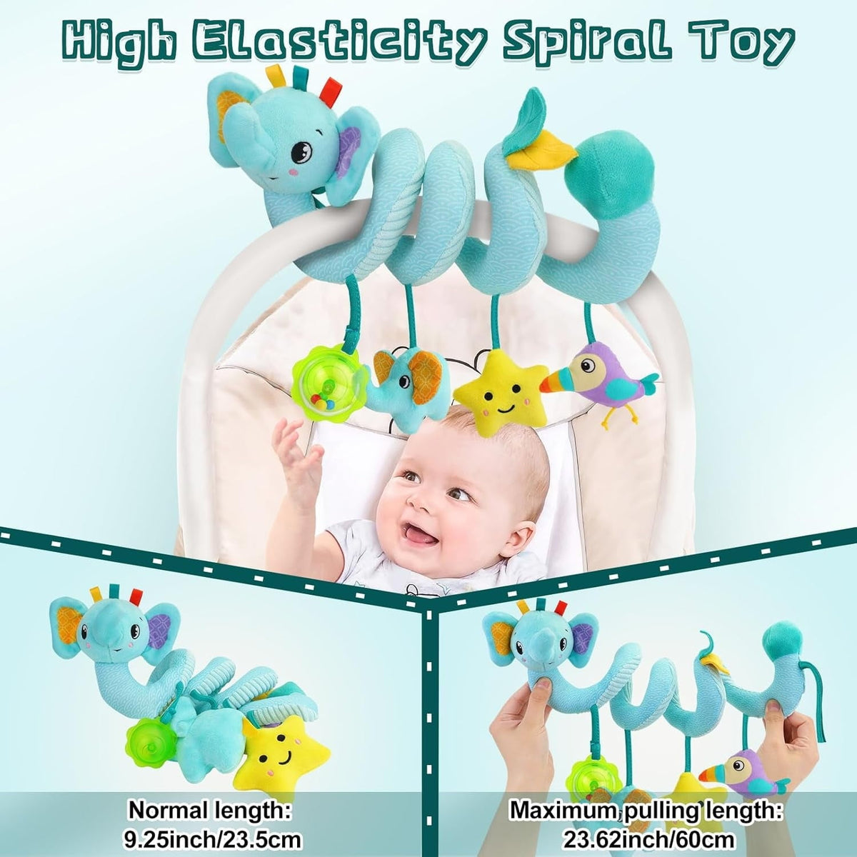 Baby Toys 3-6 Months,Toddler Car Seat Toys 3 4 5 6 Months, Stroller Toy with Teether Rattles Toys for Infant 3-6 Months Christmas Gifts