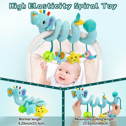 Baby Toys 3-6 Months,Toddler Car Seat Toys 3 4 5 6 Months, Stroller Toy with Teether Rattles Toys for Infant 3-6 Months Christmas Gifts
