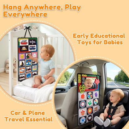 Baby Tummy Time Mirror Toys, Infant Toys Newborn Toys 0-6 Months, Black and White High Contrast Toys with Teethers for Babies 0 3 6 9 Months