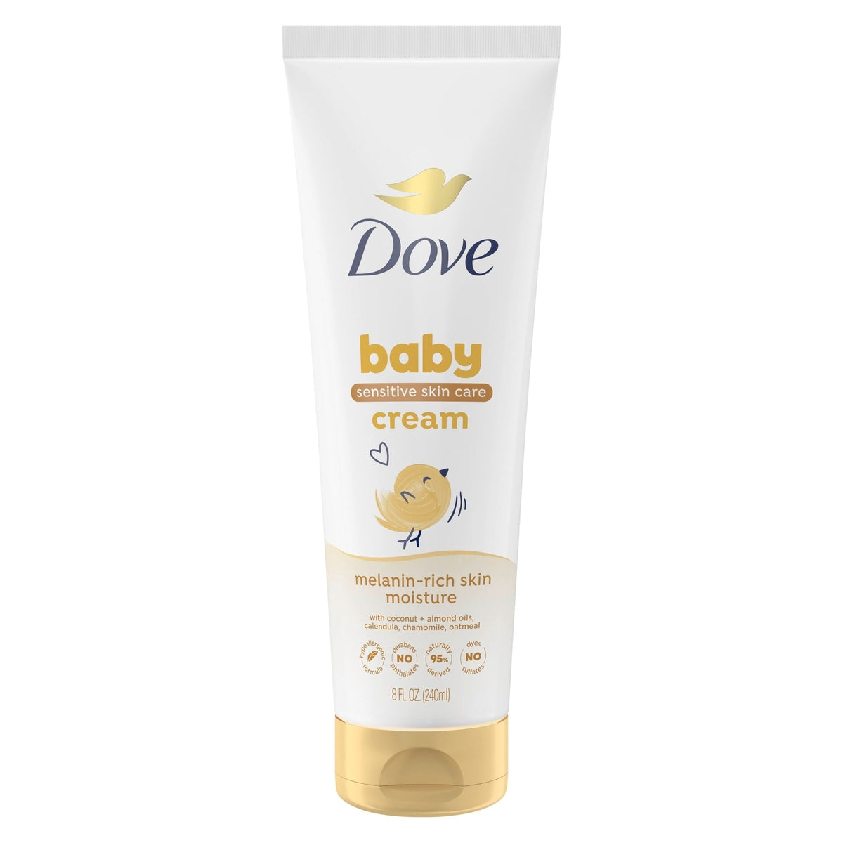 Baby Dove Sensitive Baby Cream Baby Skin Care Melanin-Rich Skin Nourishment Hypoallergenic and Non-Greasy, 8 Fl oz