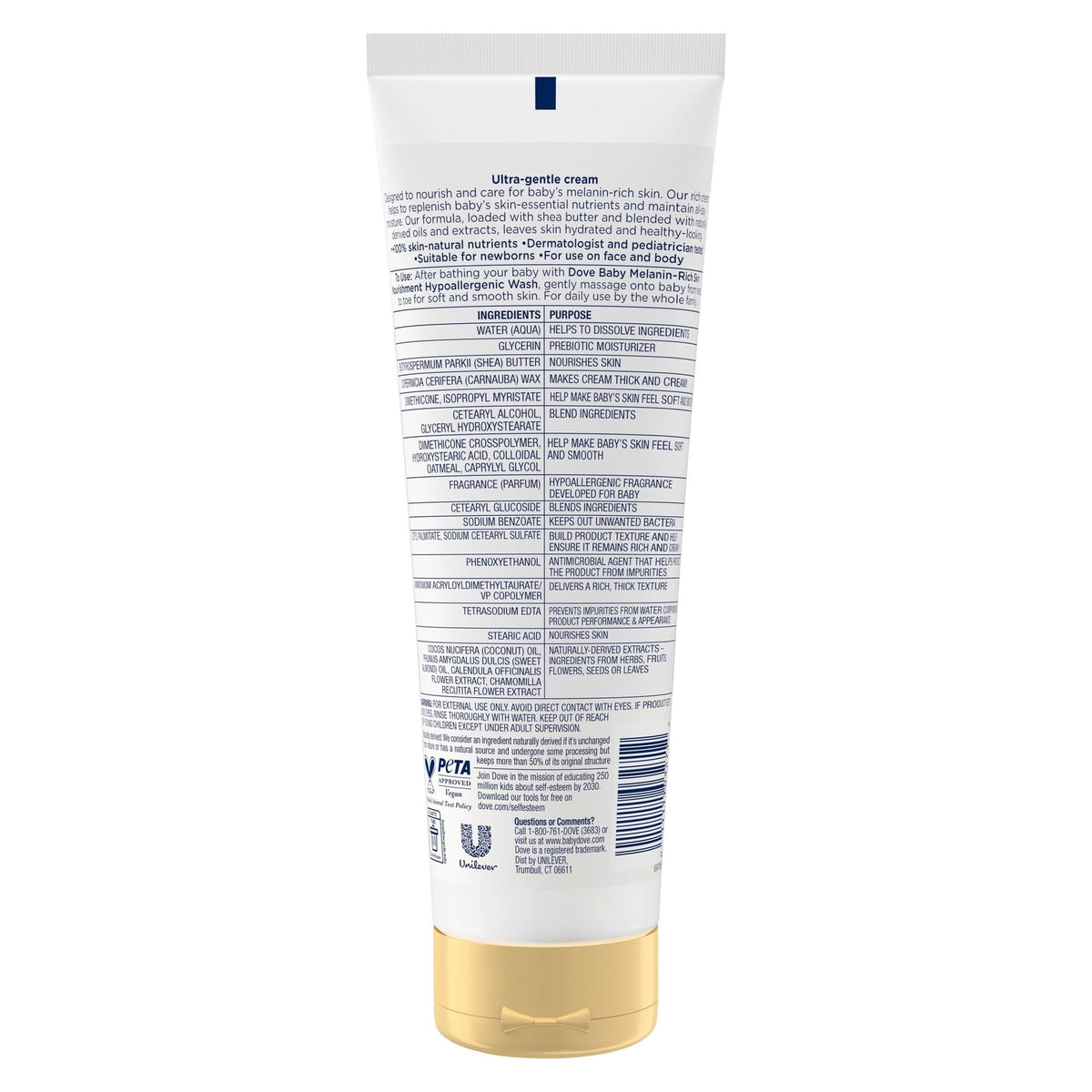 Baby Dove Sensitive Baby Cream Baby Skin Care Melanin-Rich Skin Nourishment Hypoallergenic and Non-Greasy, 8 Fl oz