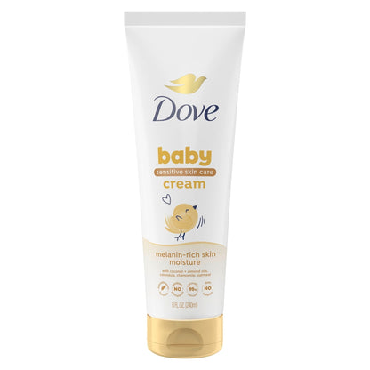 Baby Dove Sensitive Baby Cream Baby Skin Care Melanin-Rich Skin Nourishment Hypoallergenic and Non-Greasy, 8 Fl oz