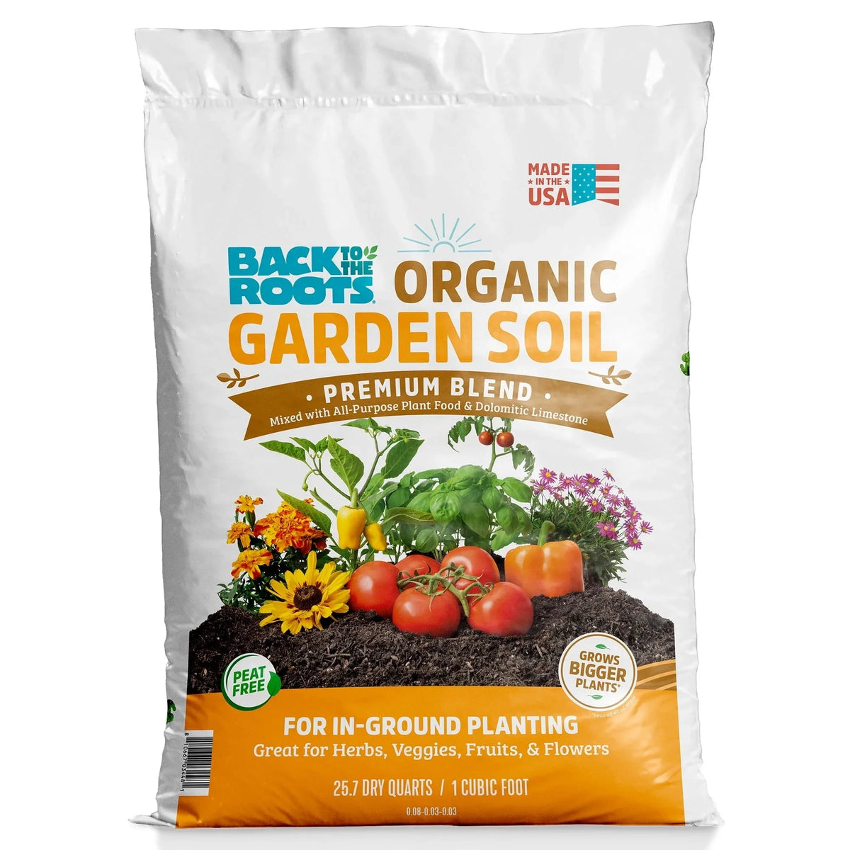 Back to the Roots Organic Premium Blend Garden Soil, 1 Cubic Foot Bag