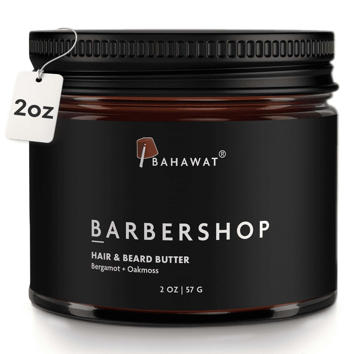 Bahawat Hair & Beard Butter, Natural & Organic Leave-in Conditioner - Leather & Sandalwood 2 oz