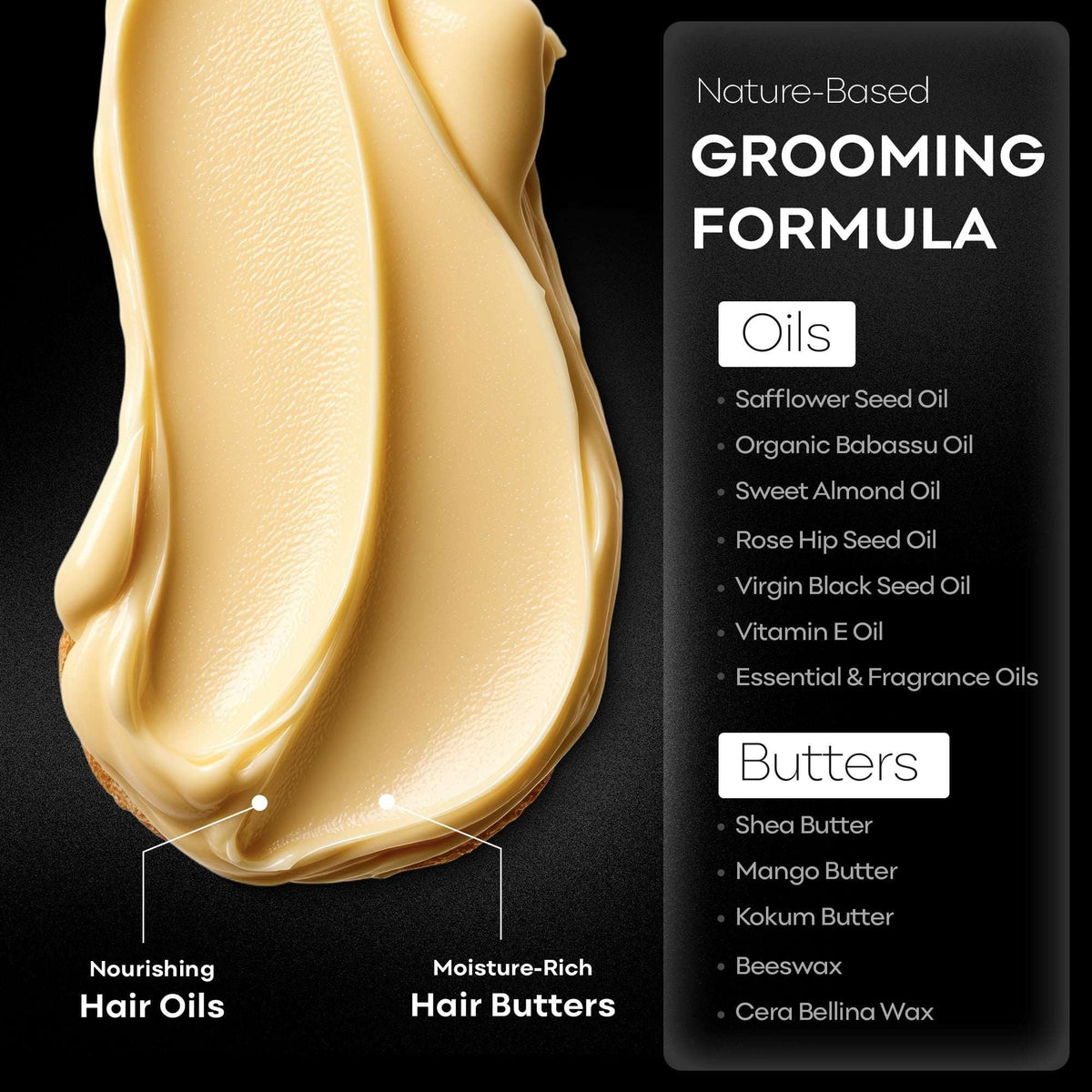 Bahawat Hair & Beard Butter, Natural & Organic Leave-in Conditioner - Leather & Sandalwood 2 oz