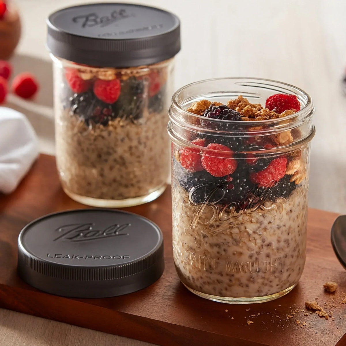 Ball 6-Pack Leakproof Plastic Mason Jar Lids - Wide Mouth, One-Piece Reusable Wide Mouth Canning Jar Lids for Meal Prep and Freezer Storage, Fits Ball Wide Mouth Mason Jars