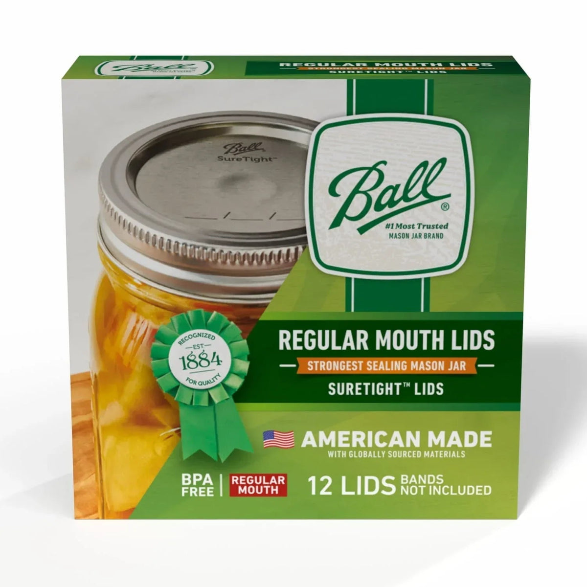 Ball 12-Pack Regular Mouth Canning Jar Lids, One-Piece Mason Jar Lids for Canning and Preserving, Replacement Lids for Ball Regular Mouth Mason Jars