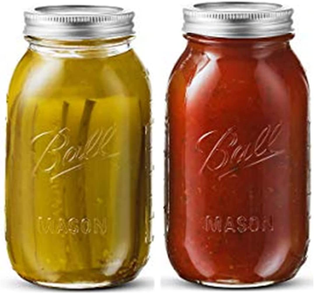 Ball Glass Mason Jar with Lid & Band, Wide Mouth, 32 Ounces, 4 Count