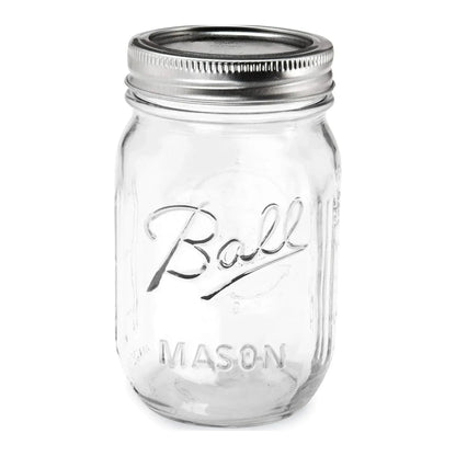 Ball 16 oz Mason Jars, Regular Mouth Pint Canning Jars with Lids and Rings, 12-Pack Glass Jars for Home Canning and Preserving